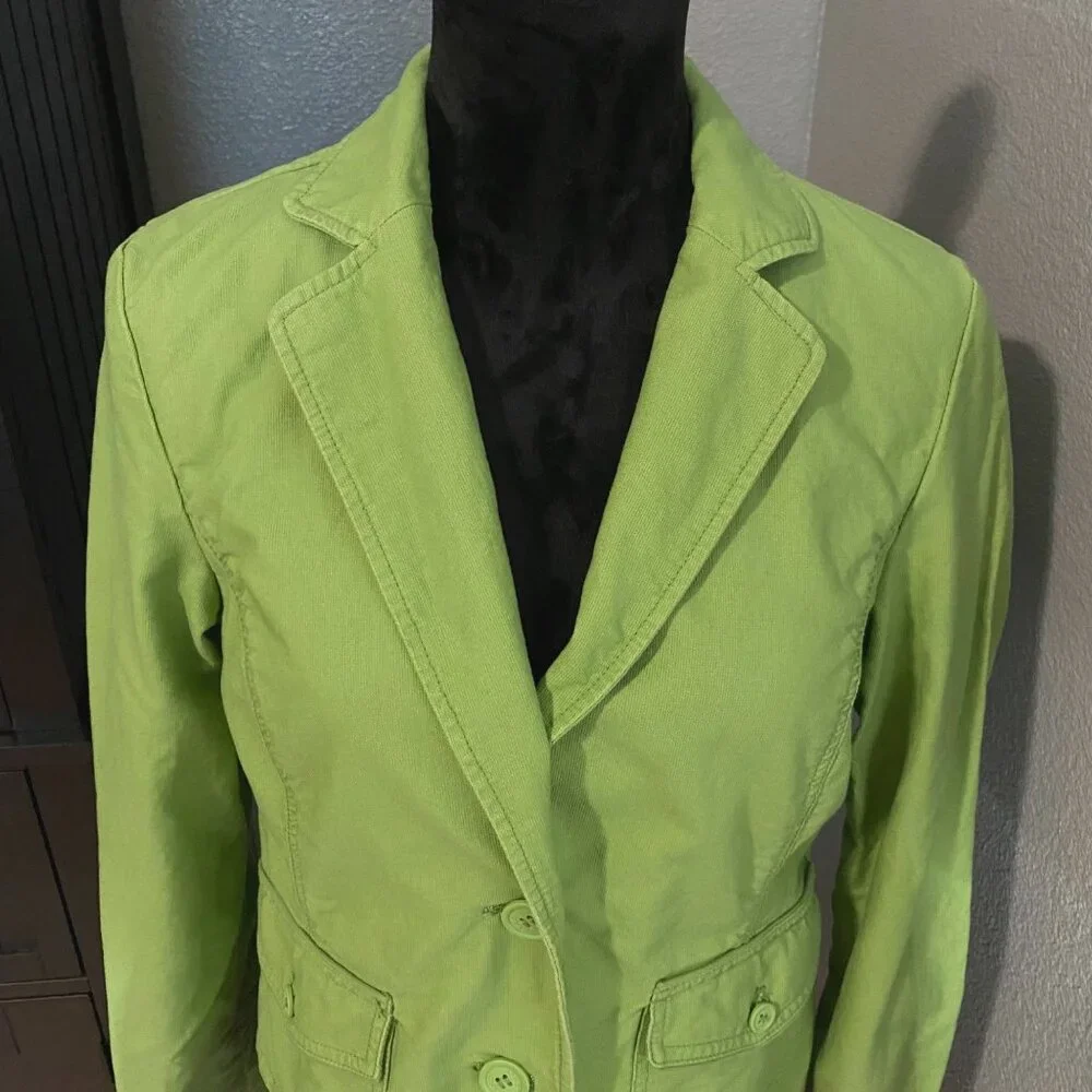 Aeropostale‎ Jacket Womens L Green Lightweight Blazer Preppy Retro Revival Y2K